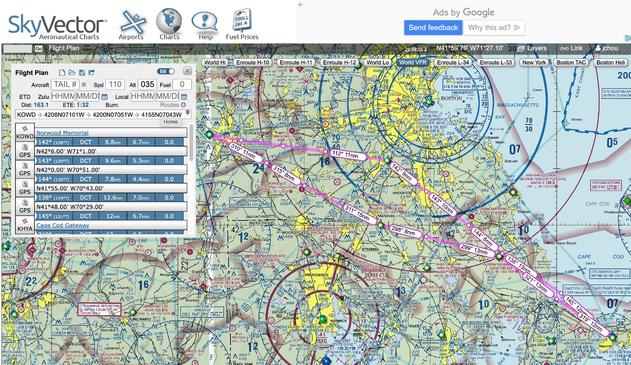 Creating a flight plan in SkyVector. Export as a .FPL file