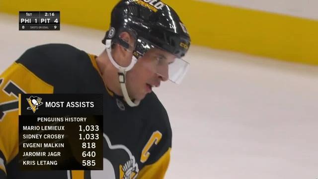 CROSBY ties LEMIEUX for most assists in Penguins history 🍎🐧