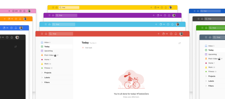 The different theme colours of Todoist
