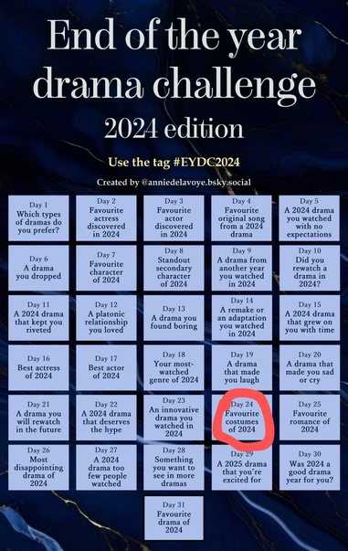 End of the year drama challenge 
2024 edition

Handmade circle on day 24