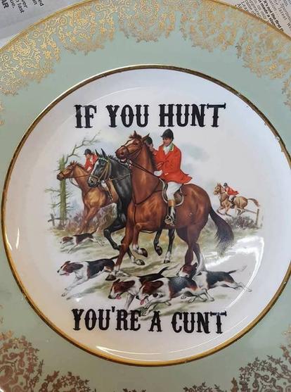 Faux painted plate with logo