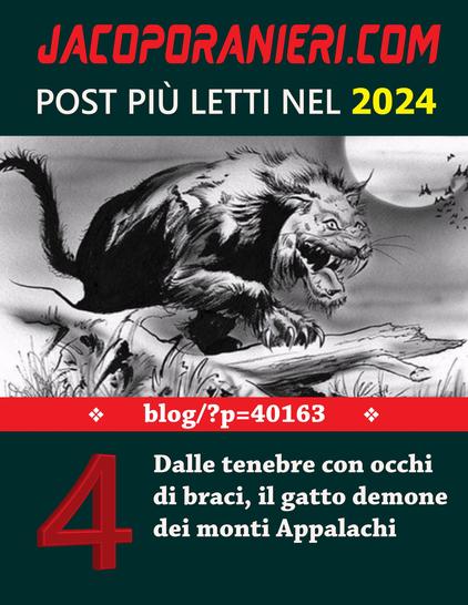 Banner parte di una infografica che conterrà i 10 post più letti dell'anno sul blog jacoporanieri.com. Post numero 4 - L'immagine di riferimento è una raffigurazione fantastica del catawampus dei monti Appalachi
