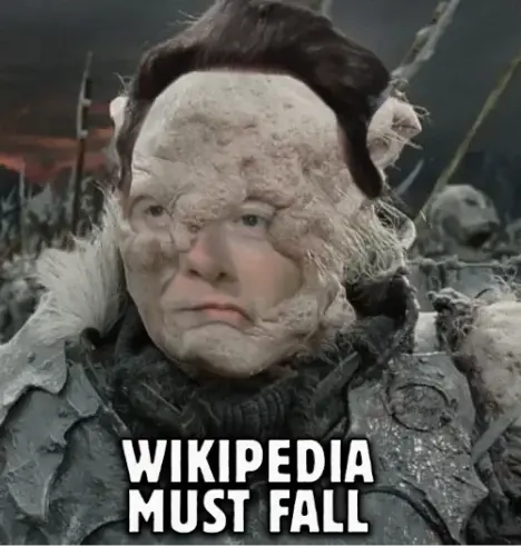 musk as lord of the rings trilogys orc "gothefmog"

caption "wikipedia must fall"