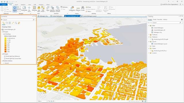 screen shot - ArcGIS Pro - 3D building, etc