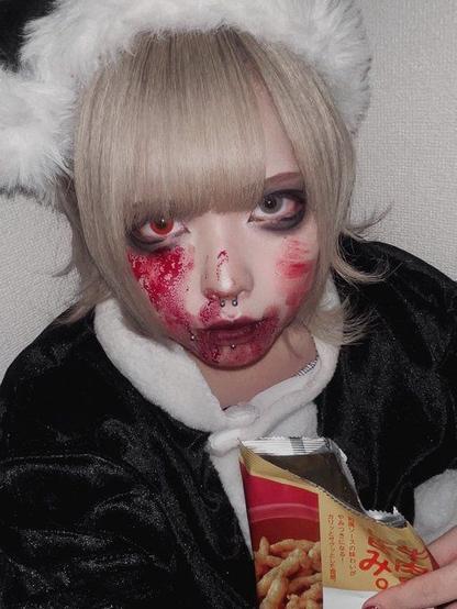 Koutau with red stuff on his face