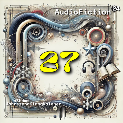 Kalenderblatt Nr. 27 des „c3hamm JahresendKlangKalenders – AudioFiction 2024“:  

Titel: Random – AI is watching you  

Inhalt:
Hacktivistin Nova sitzt in einem vollautomatisierten Hochsee-Gefängnis fest. Ihr Ziel: die überwachende KI überlisten und fliehen. Dieses Hörspiel greift aktuelle Themen auf und regt zum Nachdenken an.  

Bildgestaltung:
Ein schlichter Rahmen mit digitalen Elementen in Blau- und Grautönen. In der Mitte die Zahl 27, umgeben von stilisierten Datenströmen und einem Auge, das Überwachung symbolisiert.  
Created with <3 & prompt by c3hamm.