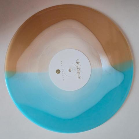 Klone's "The Unseen" gatefold LP, Subscriber Edition vinyl, limited to 230, Side B: half turquoise-half bronze with overflowing pale white middle