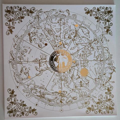 The Ocean's "Anthropocentric" double gatefold LP, front cover: gold foil on white