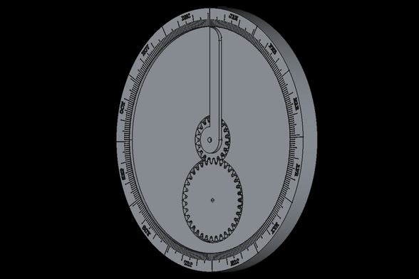 3D model of a mechanical moon phase calculator, based on the Metonic cycle, solar year display.