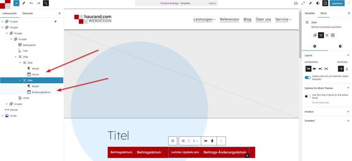 Geändertes Template "Einzelner Beitrag" bei Circles WP mit Veröffentlichungsdatum und Aktualisierungsdatum
