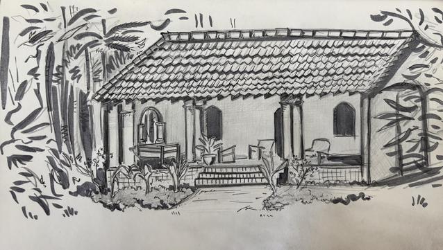 drawing of a Sri Lankan house