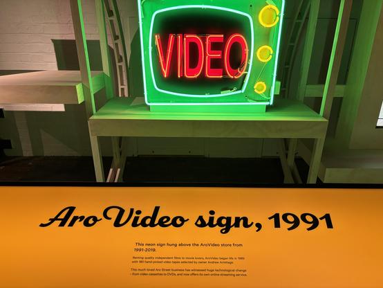 Neon sign for Aro Video, 1991