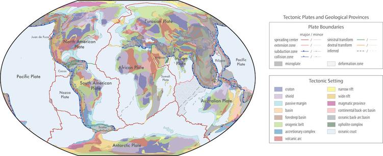 map - tectonic plates and geologic processes