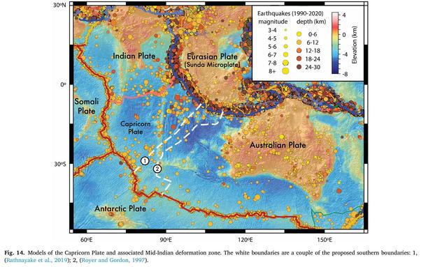 map - Models of the Capricorn Plate and associated Mid-Indian deformation zone.
