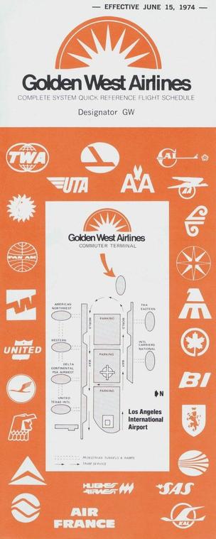 Golden west timetable with the airlines they partner with and their location at LAX.