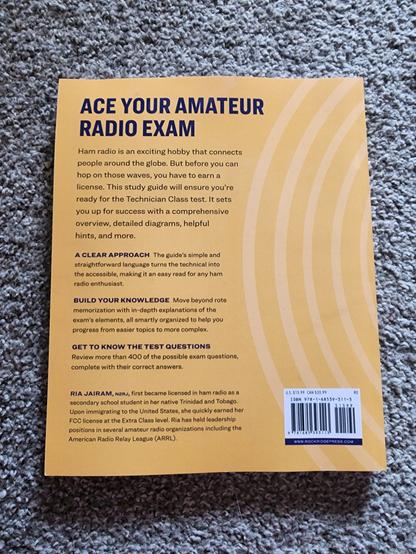 Ham Radio Technician Class study guide 2022-2026 by Ria Jairam (N2RJ)

back cover with summary