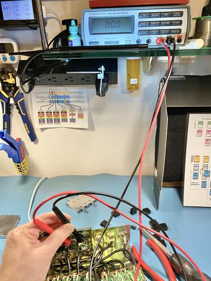DMM showing 0 ohms between two inputs on a coax switcher box