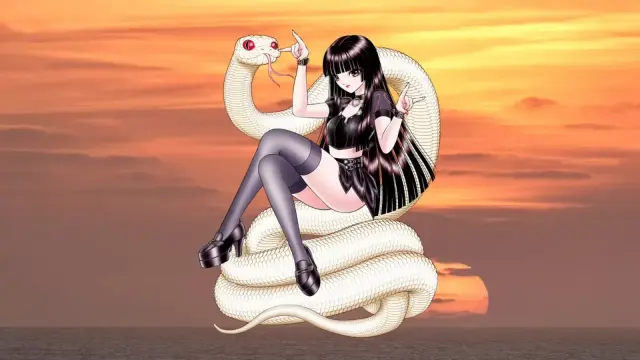 Drawing Himari with white snake
