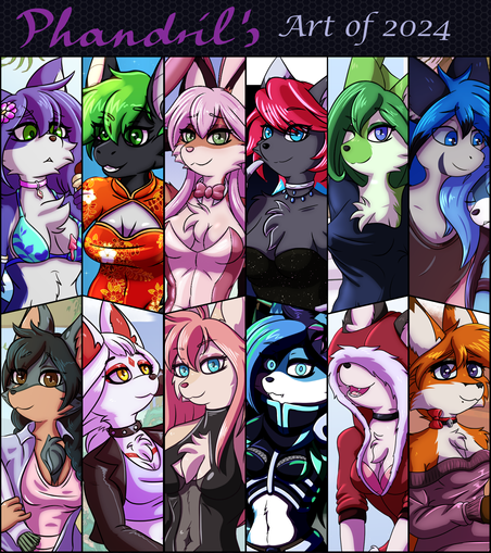 My art summary of 2024 with crops of 12 chosen artworks