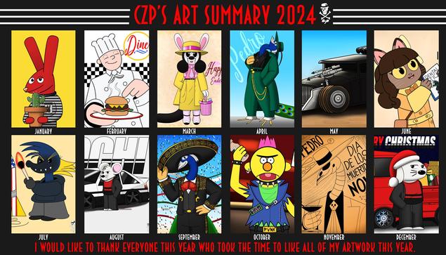 CZP's Art Summary for 2024. Showcasing the best and most popular artwork I've done for the year.