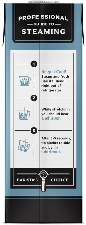 Califia Farms Barista Blend Oat Milk carton says:

Professional Guide to Steaming

Keep It Cool!: Steam and froth Barista Blend right out of the refrigerator.

While stretching you should hear a whisper.

After 3-5 seconds, tip jug to side and begin whirlpool. 