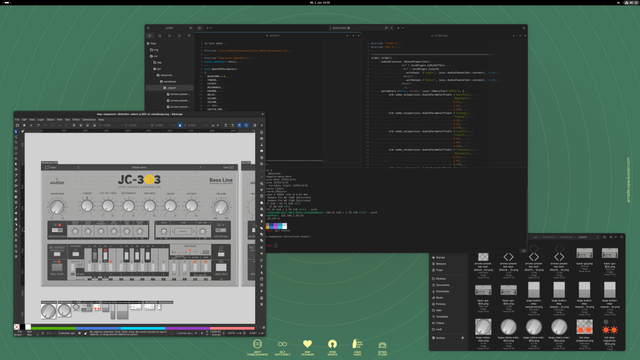 Screen grab with Inkscape, Builder and Files.