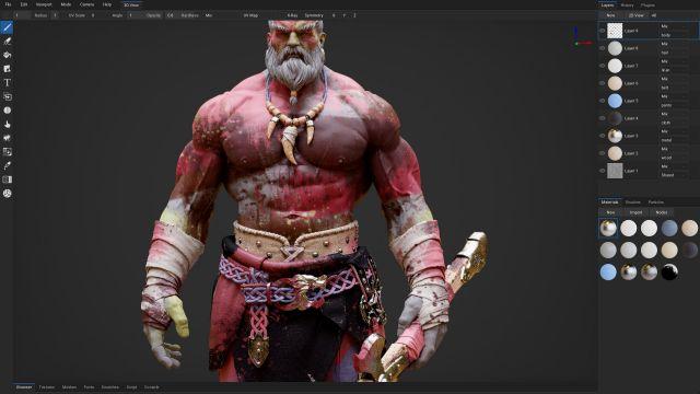 🕶️ A view of its UI with in the middle the rendering in progress of a warrior on which are painted textures giving relief and precision to the display. On the right part of the UI an area with Layers, History and Plugins tabs, below another window with Materials (activated, with different textures of materials), Brushes and Particles tabs, at the bottom of the UI other tabs, at the top of the UI the main menus, and on the left drawing tools (brush, paint pot, text, ...).

📚️ ArmorLab is a libre, multi-platform tool for creating high-resolution PBR (Physically Based Rendering) textures using AI and text commands or photos. Text commands can be used to create seamless PBR materials, while photos can be used to extract textures containing different informations (color, height, occlusion, roughness). All of this can be modified (resolution elevation, texturing, painting).
ArmorPaint is a libre, multi-platform, complementary tool for applying these PBR textures to a model to add relief. In particular, it offers instant, fluid visual feedback in 4K under its interface (hardware acceleration), and support of ray tracing (via Vulkan), plugins, and its own integration as a plugin (Blender, Unreal Engine and Unity).