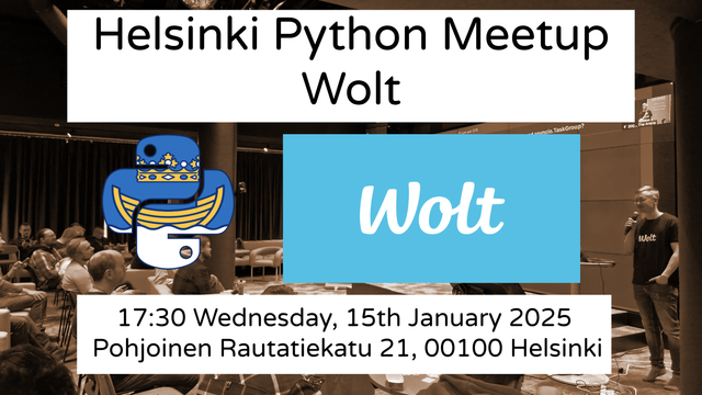 Helsinki Python Meetup
Wolt
17:30 Wednesday, 15th January 2025
Pohjoinen Rautatiekatu 21, 00100 Helsinki