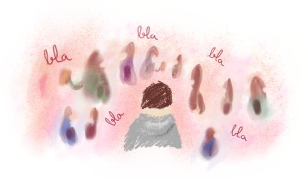 Un homme de dos, il semble isolé dans une soirée où tout le monde est en train de parler

A guy's back, seems isolated and lonely in a party where everybody is talking