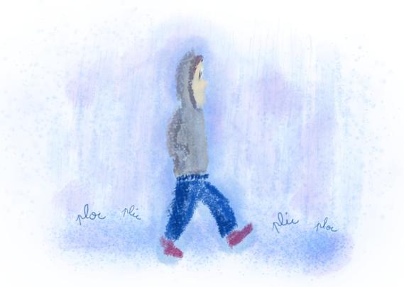 La même personne marchant dehors sous la pluie

Same guy walking outside in the rain