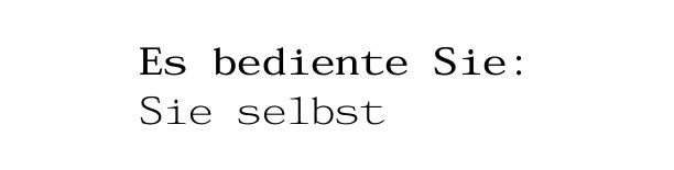 Ausschnitt eines Kassenzettels auf dem geschrieben steht: "Es bediente Sie: Sie selbst"