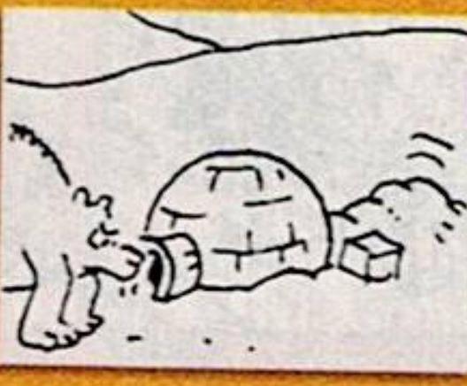Sergio Aragonés' Mad Mag Marginals Cartoon: An Eskimo escaping from a polar bear.