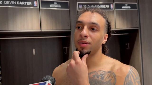 Davin Carter chats about making his NBA debut following his Kings 138-133 victory over Grizzlies