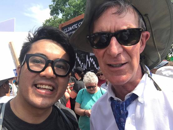 Photo of Lucky Tran and Bill Nye attending the People's Climate March