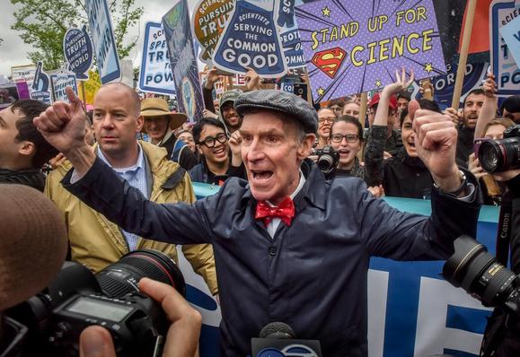Photo of Lucky Tran and Bill Nye attending the March for Science