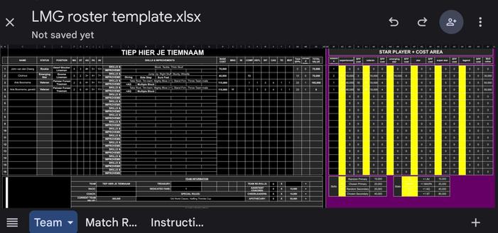 Excel sheet with many many formulas to simplify team management and bookkeeping