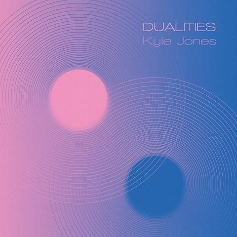 Cover of Kyle Jones’s Neuma Records album “Dualities”, featuring two sets of concentric circles in shades of purple and blue.
