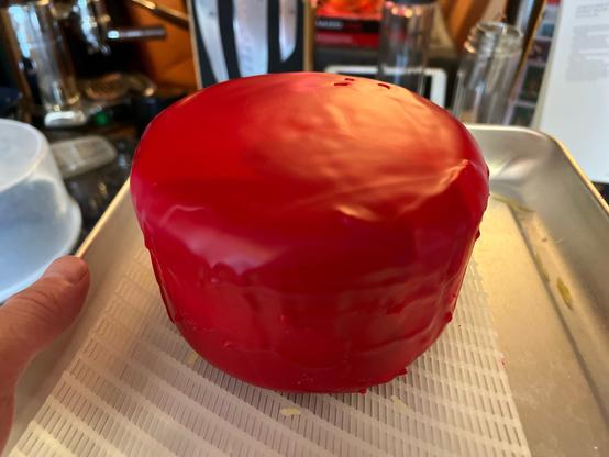 Fully waxed cheese ready for the cheese cave