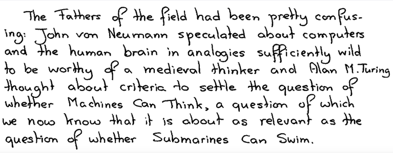 the question of whether machines can think is about as relevant as the question of whether submarines can swim