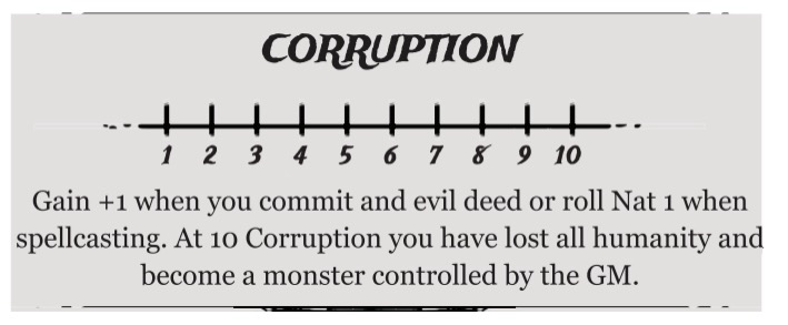 Corruption table from Dan Masters‘ dnd hack Deathbringer