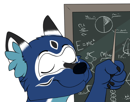 Soatok pointing at a blackboard.