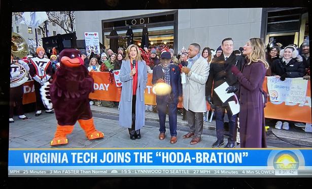 Picture of hokie bird on tv