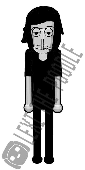 a 3D model of the default polo from the game Incredibox with a black 5px wide outline.