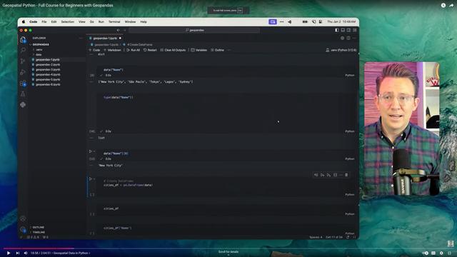 screen shot - video - GeoPandas course