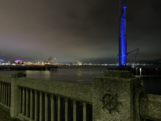 Early morning in Seattle, overlooking Elliot Bay.