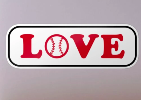 Love Baseball shows Love with a baseball as the letter "o"