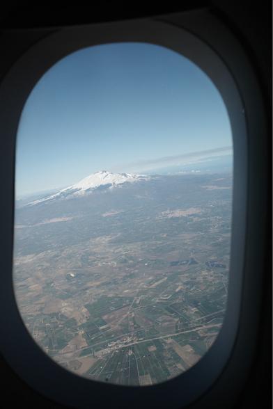 Mt Etna as seen from an airplane window