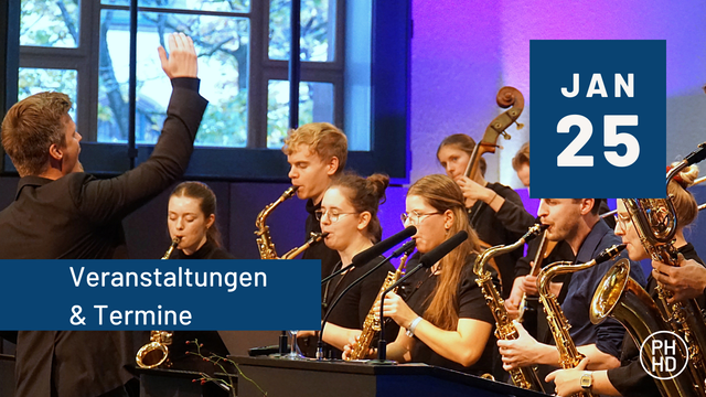 Zu sehen ist eine Big Band, darüber der Schriftzug "Veranstaltungen und Termine im Januar 2025"