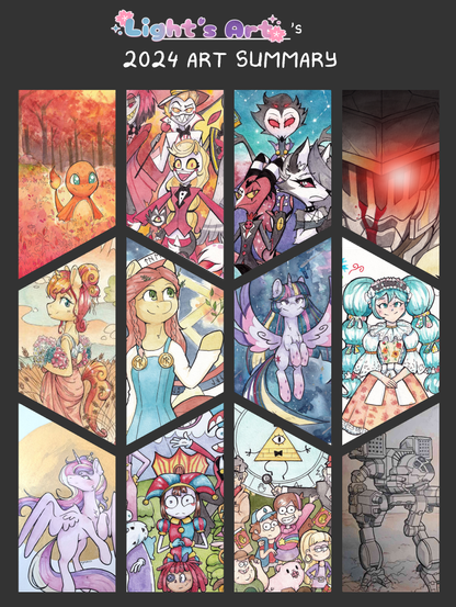 Light's art summary. 12 images for each month.