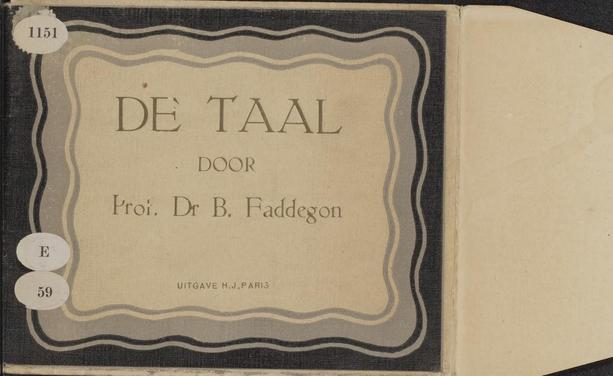 Omslag van "De taal door Prof. Dr. B. Faddegon". Uitgave H.J. Paris